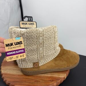 MUK LUKS Women's Cable Knit Slipper Booties sz 11